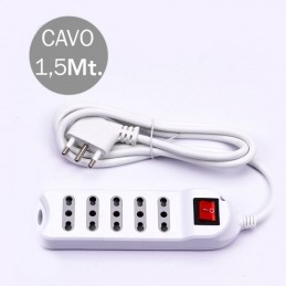 Multipresa 5 Posti Con interruttore Luminoso 10/16A Bipasso Con attacco a parete Sku 8741