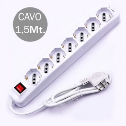 Multipresa 7 Posti Con Interruttore Luminoso 10/16A Bipasso/Schuko Sku 8714