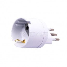 V-TAC Adattatore Singolo con Presa Bipasso/Schuko 10A, Spina 10A Colore Bianco SKU 8719