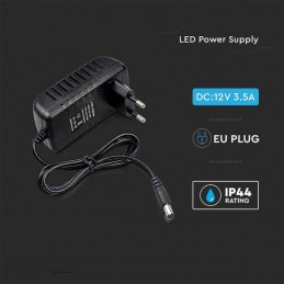 V-TAC Alimentatore in Plastica 42W 12V 3.5A Colore Nero IP44 sku 2672