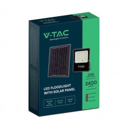 V-TAC Faro LED con Telecomando e Pannello Solare 20W 6400K 2400lm cavo 5mt sku 6970