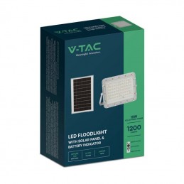 V-TAC Faro LED con Telecomando e Pannello Solare 15W Batteria sostituibile Cavo da 3m Colore Bianco 6400K SKU 7843