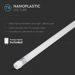 V-TAC Tubo LED T8 18W G13 120cm in Nanoplastica Incluso Starter Non Ruotabile 6500K Sku 216264