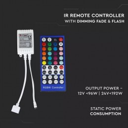 V-TAC Controller per Strip LED RGB+W Dimmerabile con Telecomando 40 Tasti sku 3326