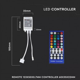 V-TAC Controller per Strip LED RGB+W Dimmerabile con Telecomando 40 Tasti sku 3326