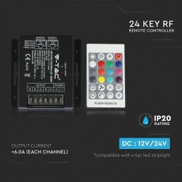 V-TAC Controller per Strip LED RGB+W Dimmerabile Porta RJ45 con Telecomando 24 Tasti sku 3338