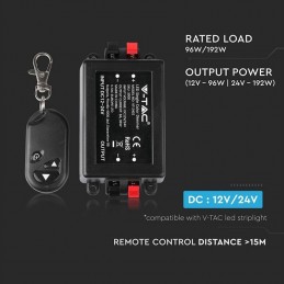 V-TAC Controller per Strip LED Dimmerabile con Telecomando 3 Tasti (Max 96W) sku 3300