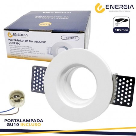 Portafaretto In Gesso d.100mm Rotondo GU10 Inclusa ART. 42/TA