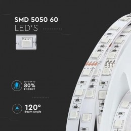 V-TAC Strip LED SMD5050 7W/m 5m 60 LED/m 24V RGB IP20 10mm sku 212591