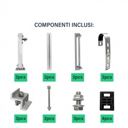 KIT Di Montaggio Da Balcone Per Pannello Solare Fotovoltaico Inclinazione Regolabile