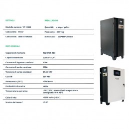 V-Tac Batteria di Accumulo 10.24kWh Litio-Ferro-Fosfato con BMS per inverter fotovoltaico (51.2V 200Ah)