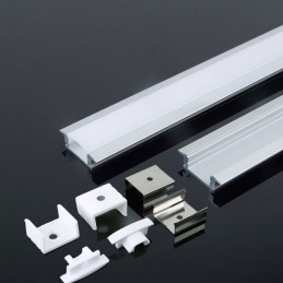V-TAC Profilo Lineare da Incasso per Strip LED fino a 12.4mm, Alluminio Silver con Copertura Opaca 2000x24.7x7mm sku 3350