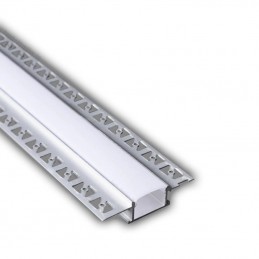 V-TAC Profilo Lineare da Incasso Cartongesso per Strip LED Alluminio Silver con Copertura Opaca 2000x61.5x14mm Sku 3359