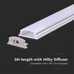 V-TAC Profilo in Alluminio Flessibile Colore Bianco per Strip LED Copertura Satinata 2000 x 18 x 6mm sku 2909