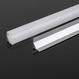 V-TAC Profilo Angolare per Strip LED fino a 10.5mm, Alluminio Silver con Copertura Opaca 2000x15.8x15.8mm sku 10322