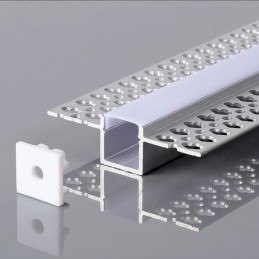 V-TAC Profilo in Alluminio Colore Silver per Strip LED a Incasso (Max l: 12,4mm) Copertura Satinata 2000x55x15mm sku 23173