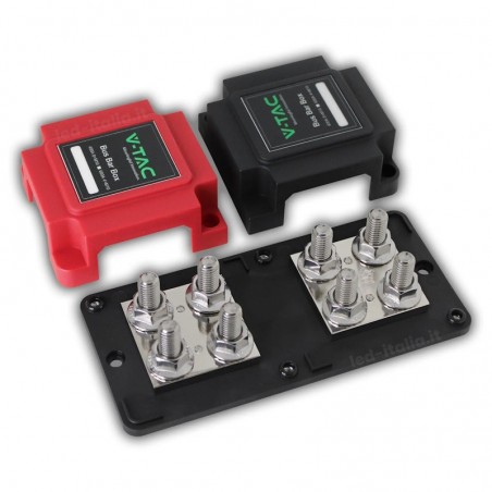 V-TAC Busbar per Collegamento in Parallelo di Batterie di Accumulo Bassa Tensione 4x Terminali M10 48V 400A Sku 23789