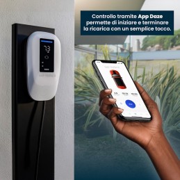 Daze Stazione di Ricarica Dazebox Home T 7.4kW Monofase 32A, IP55 IK10, WiFi e Bluetooth, Wall Box Bianco con Schermo, 3 Tesser