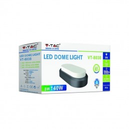 PLAFONIERA LED VTAC OVALE 8W LUCE CALDA IMPERMEABILE SKU 1308