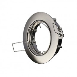 V-TAC Portafaretto Led da Incasso Rotondo GU10 e GU5.3 (MR16) Colore Nichel Satinato Orientabile