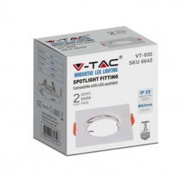 V-TAC Portafaretto Led da Incasso Quadrato GU10 Colore Bianco (Box 2 Pezzi)