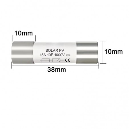Fusibile Solare 15A 1000v DC 38X10.3X10MM Per Fotovoltaico