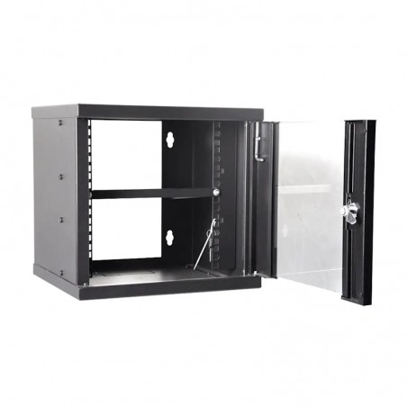 Armadio Rack 10" a Parete Fino a 6U  Con Canaline Passacavi e Mensola Inclusa Profondità 300 mm RACK-6U-10INCH 312 (I) x 325 (L