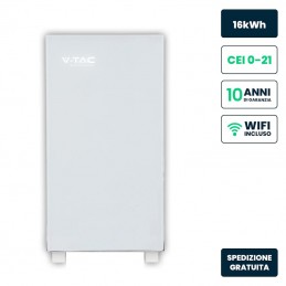 V-TAC Batteria di Accumulo LV 16.07kWh LFP 51.2V 314Ah 150A WiFi Bianca CEI 0-21 Sku 12334