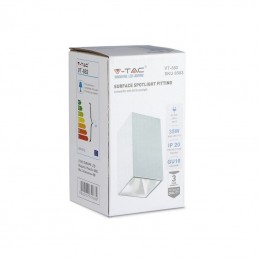 V-TAC Portafaretto LED Montaggio a Plafone Quadrato GU10 Corpo Bianco Riflettore Bianco Sku 8583