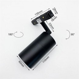 Faretto Led 24w 48V DC Magnetico per Binario ad Incasso Nero direzionabile CCT