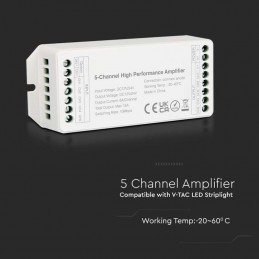 V-TAC Amplificatore di Segnale per Strip LED RGBCCT 5 Canali 12-24V 15A Sku 2914
