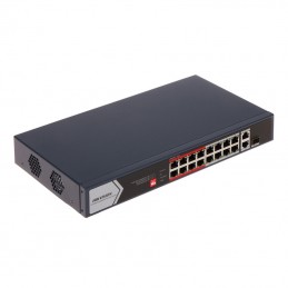 Hikvision Switch DS-3E0318P-E/M. Vakue Series 18 Porte Unmanaged 16 Mbps PoE+1 Uplink Gbps+1 SFP Gbps