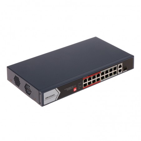 Hikvision Switch DS-3E0318P-E/M. Vakue Series 18 Porte Unmanaged 16 Mbps PoE+1 Uplink Gbps+1 SFP Gbps