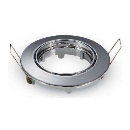 V-TAC Portafaretto Led da Incasso Rotondo GU10 e GU5.3 (MR16) Colore Cromato Orientabile