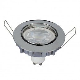 V-TAC Portafaretto Led da Incasso Rotondo GU10 e GU5.3 (MR16) Colore Cromato Orientabile