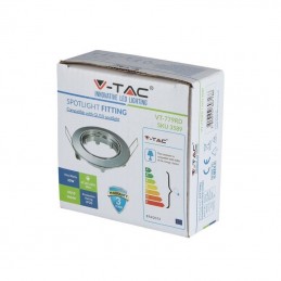 V-TAC Portafaretto Led da Incasso Rotondo GU10 e GU5.3 (MR16) Colore Cromato Orientabile