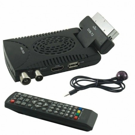 DECODER MINI DIGITALE TERRESTRE DVB T2 SCART 180 USB HDMI HD 333 CON TELECOMANDO