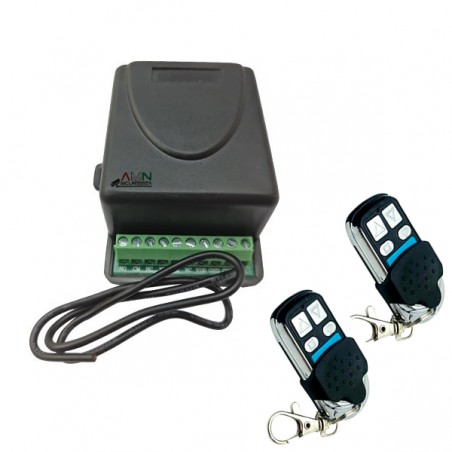 Kit Ricevente 2 canali 5 a + 2 Telecomandi 433 mhz per Cancelli Serrande e Luci