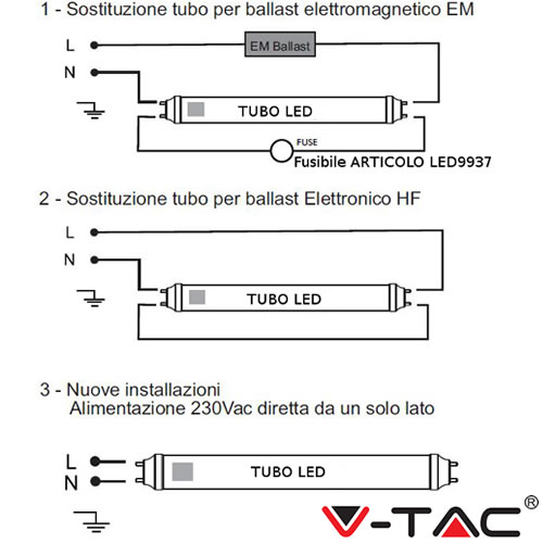 TUBO NEON LED V-Tac Tubo G13 T8 60 120 150cm LUCE CALDA NATURALE FREDDA